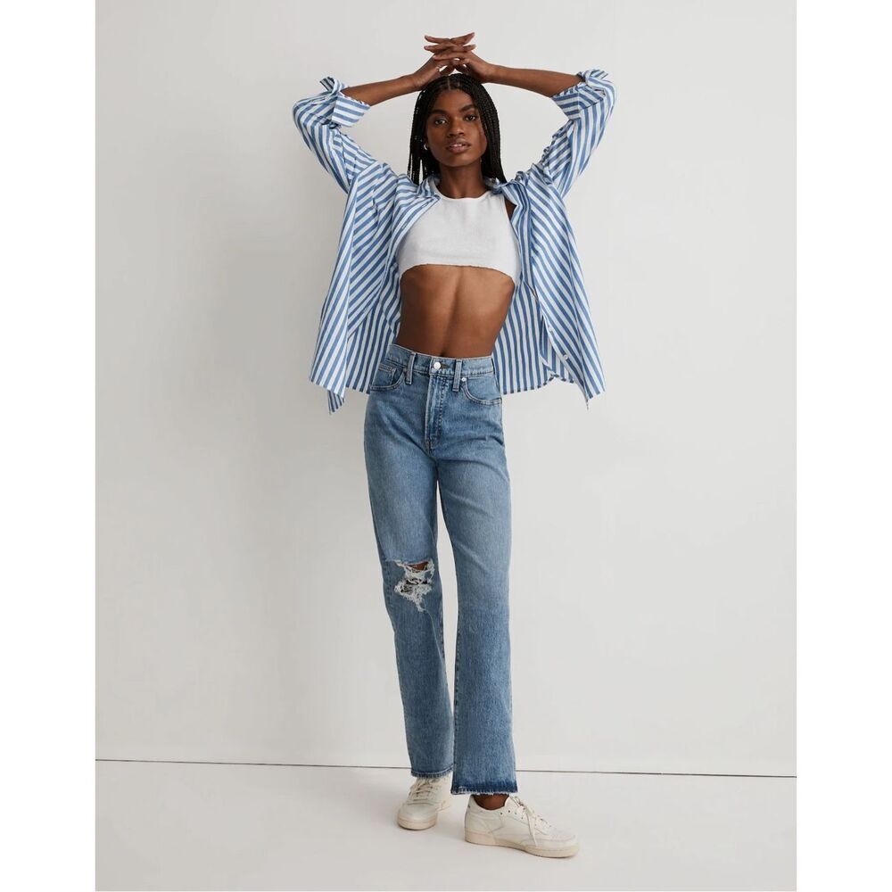 Madewell the perfect vintage straight jeans medium wash Distressed 27R #763